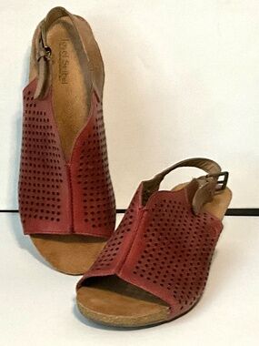 Josef Seibel Perforated Leather Slingback Sandal W7.5/EU38 Terra Cotta Boho EUC